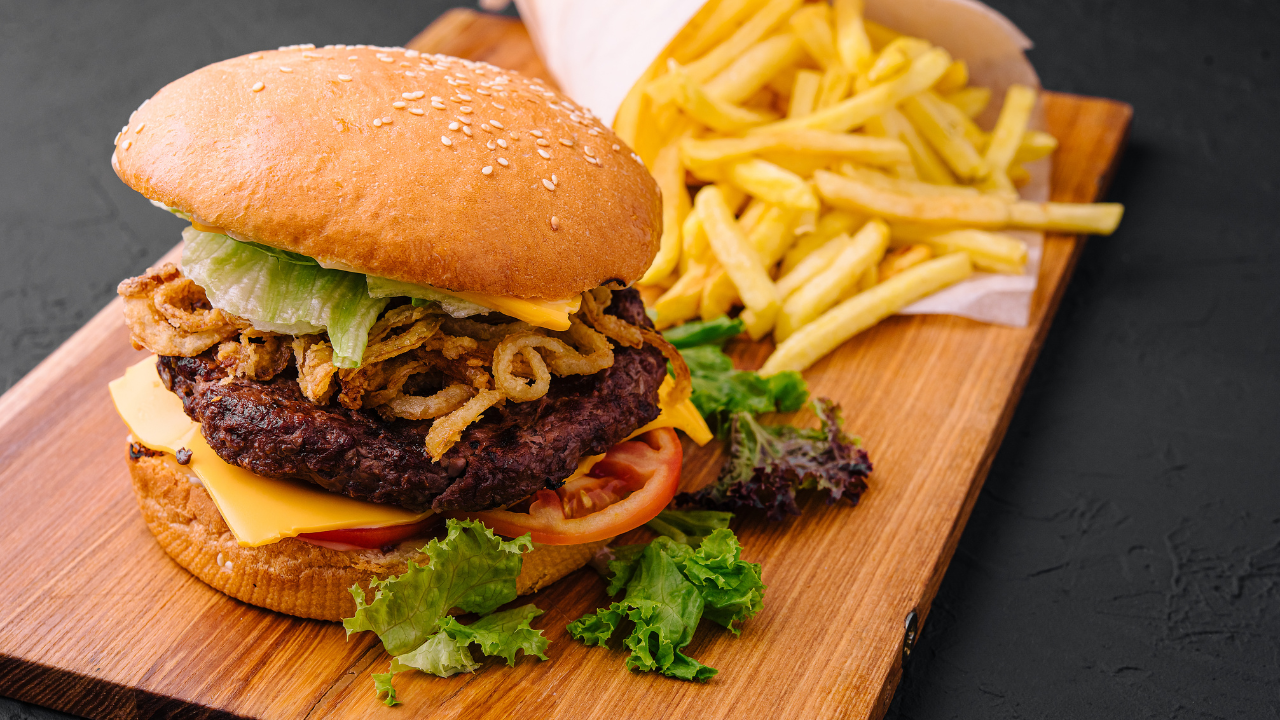 Burger and fries