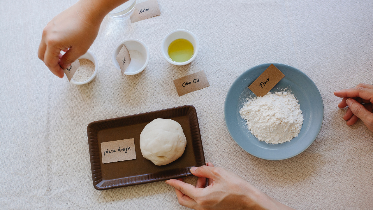 Ingredients of no-yeast pizza dough