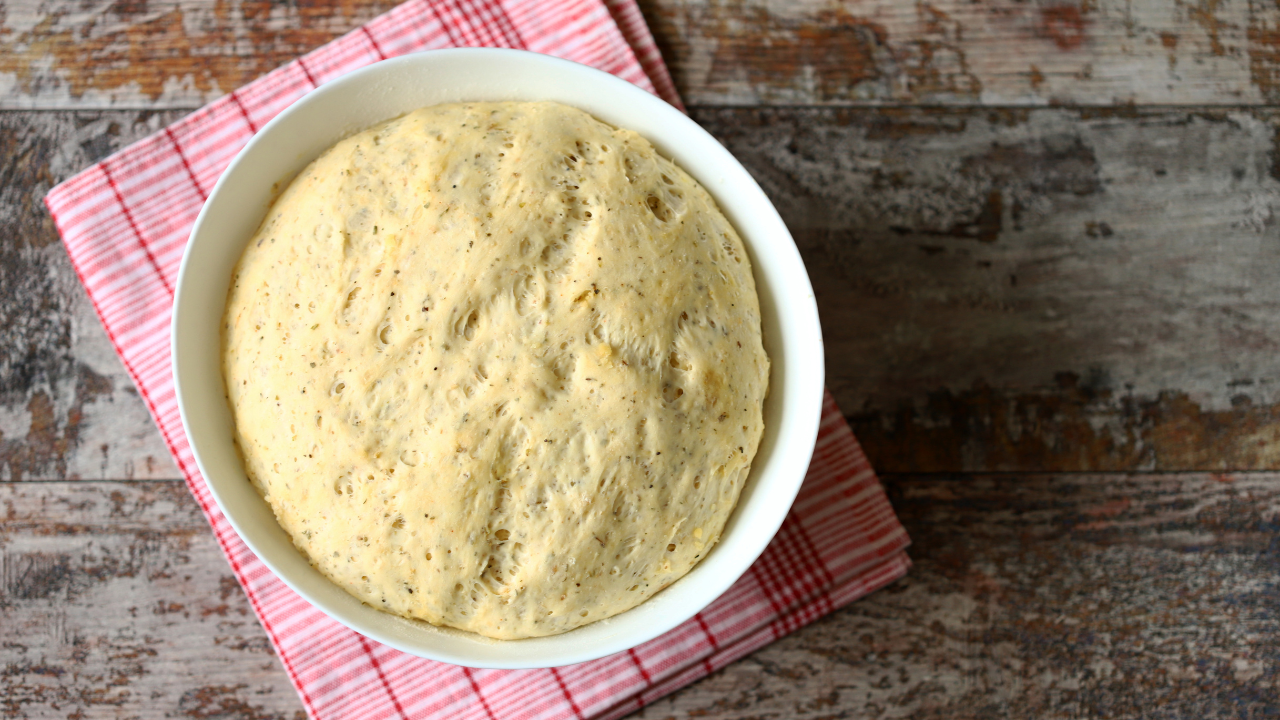 no-yeast pizza dough in an refrigerator