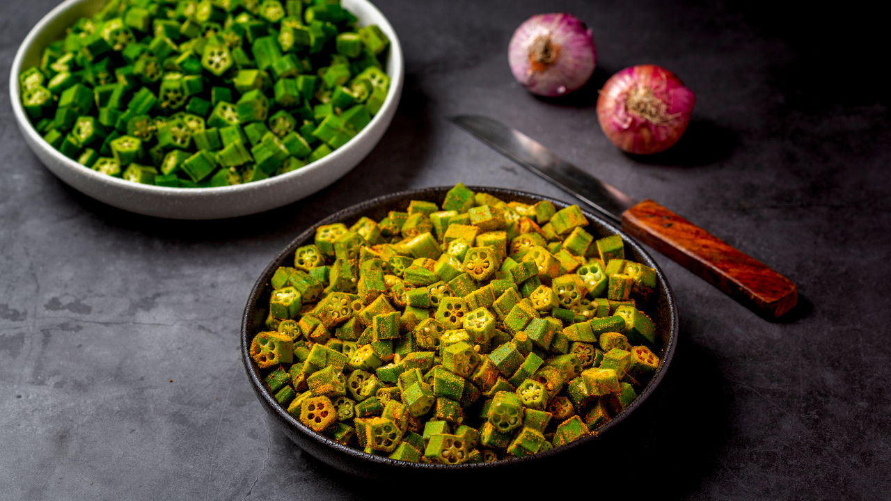 Ingredients of Bhindi (Okra) recipy