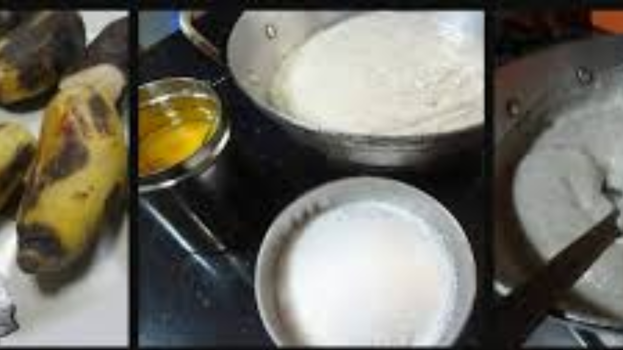 cooking banana halwa process