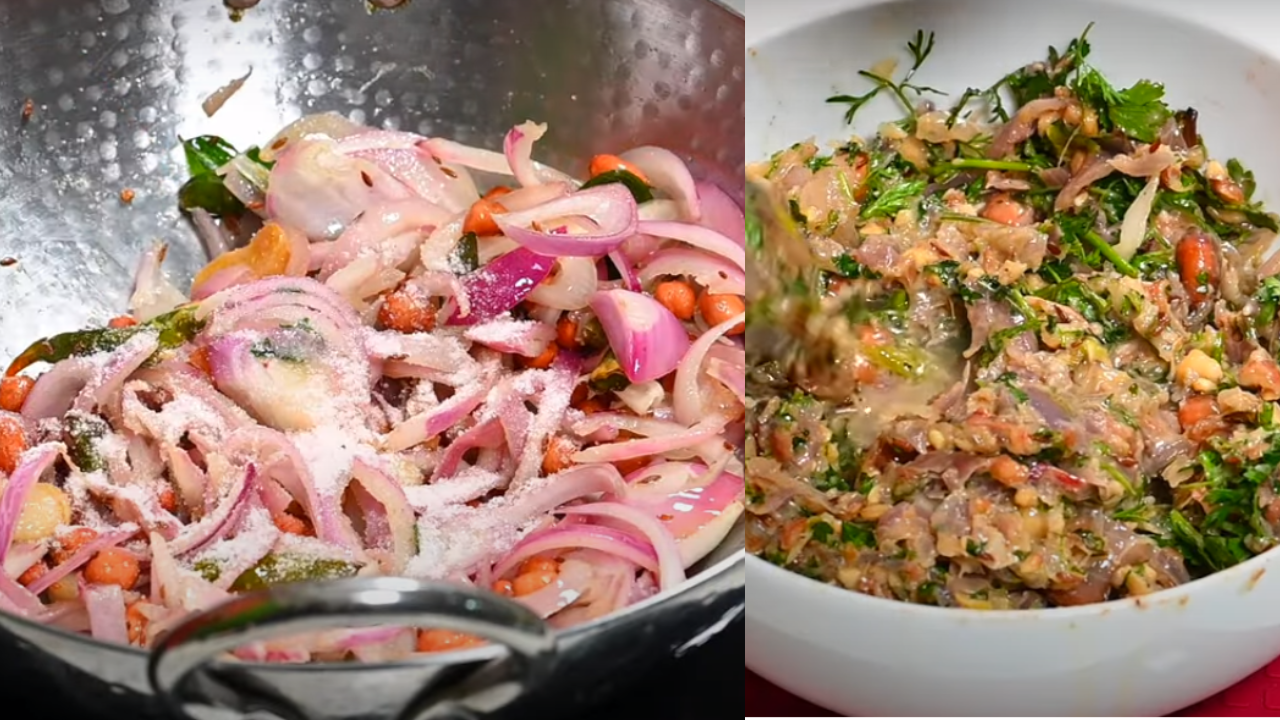 Chopped onions being cooked in a pan