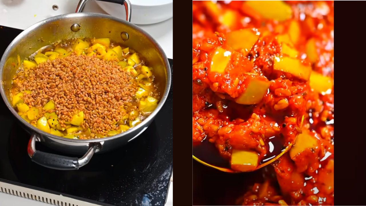 Completed methi achar in a bowl, ready for storage