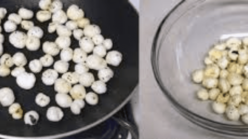 Roasting makhana in a pan