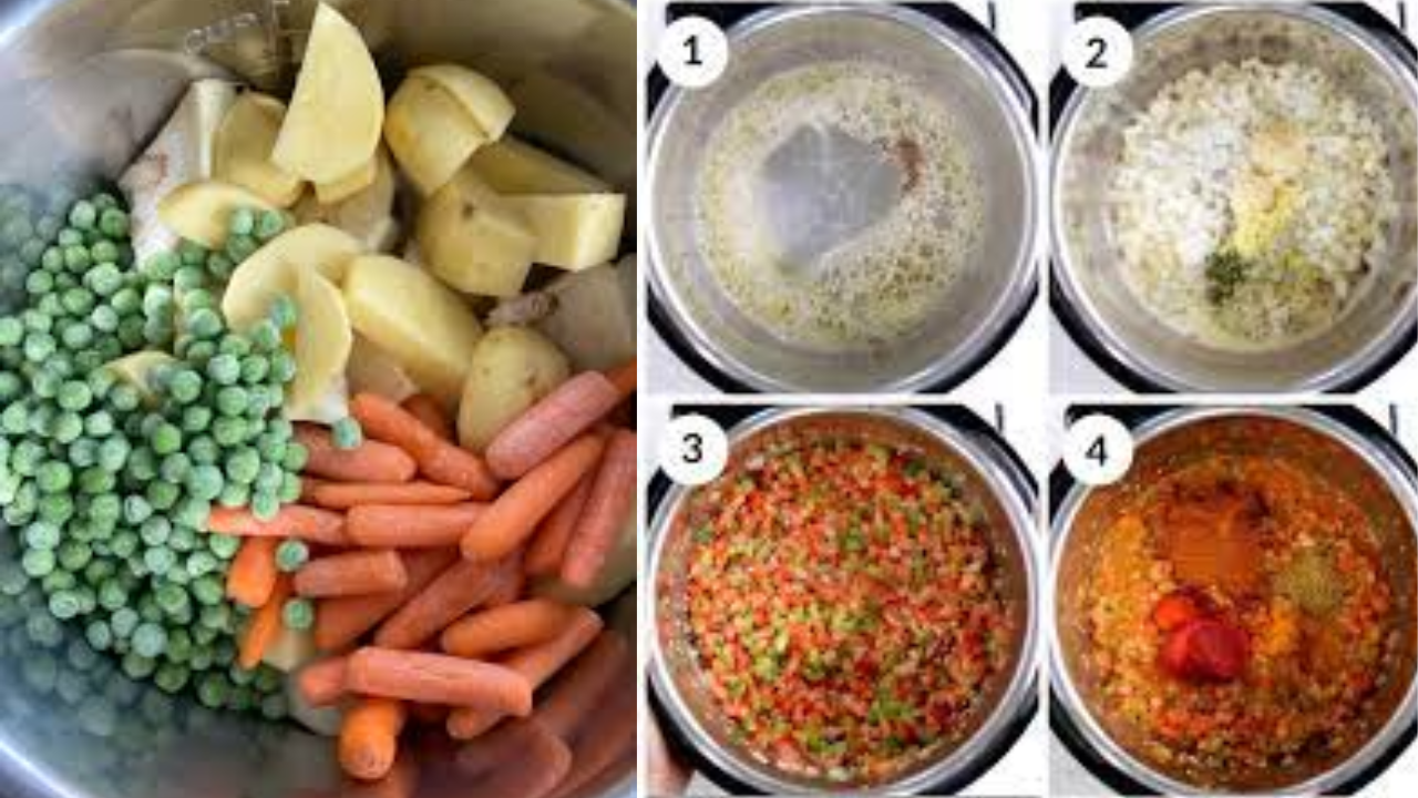 Boiled potatoes and vegetables