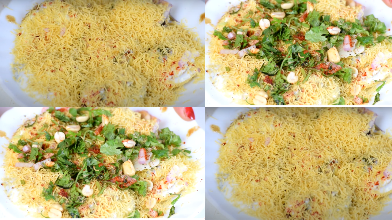 Seasoning the Chaat with spices