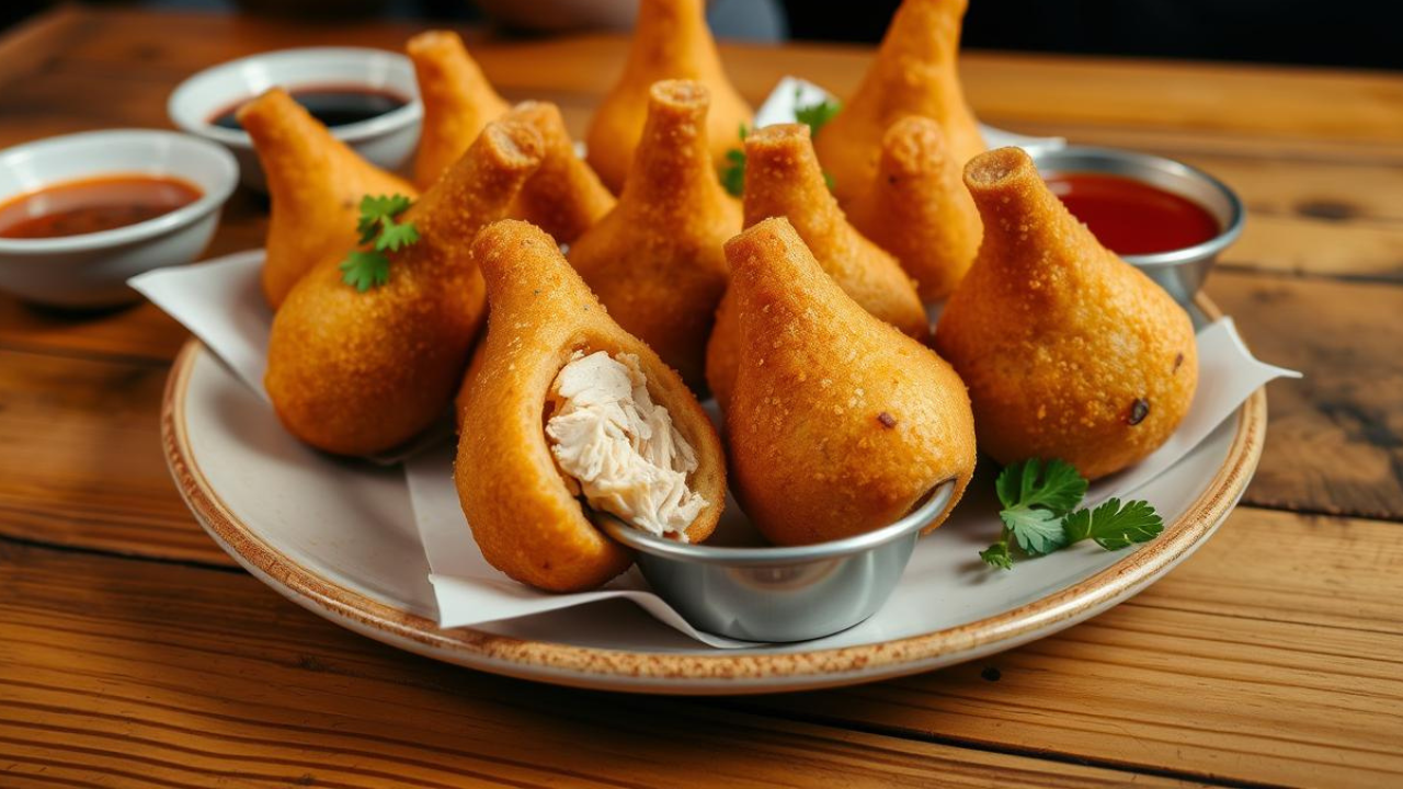 Brazilian Snack Coxinha Recipe with Chicken Filling